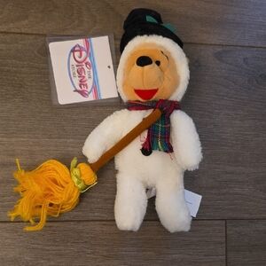Disney White Plush Bear with Colorful Scarf